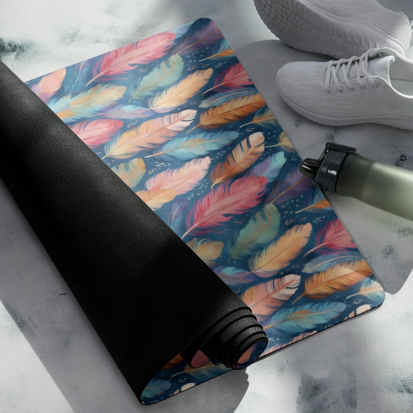 Dance of Wild Birds` Feathers Yoga Mat