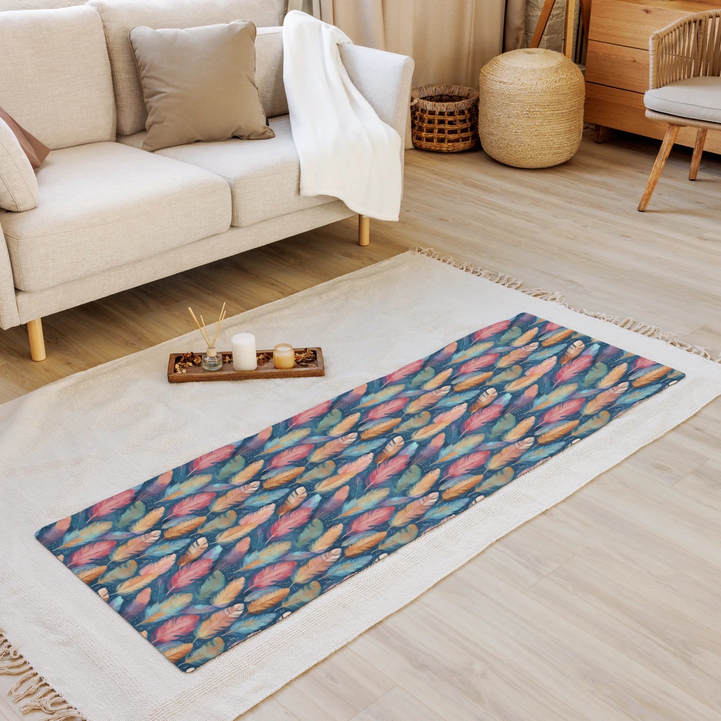 Dance of Wild Birds` Feathers Yoga Mat