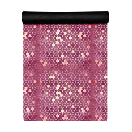 Burgundy Gold Honeycombs Ornament Yoga Mat