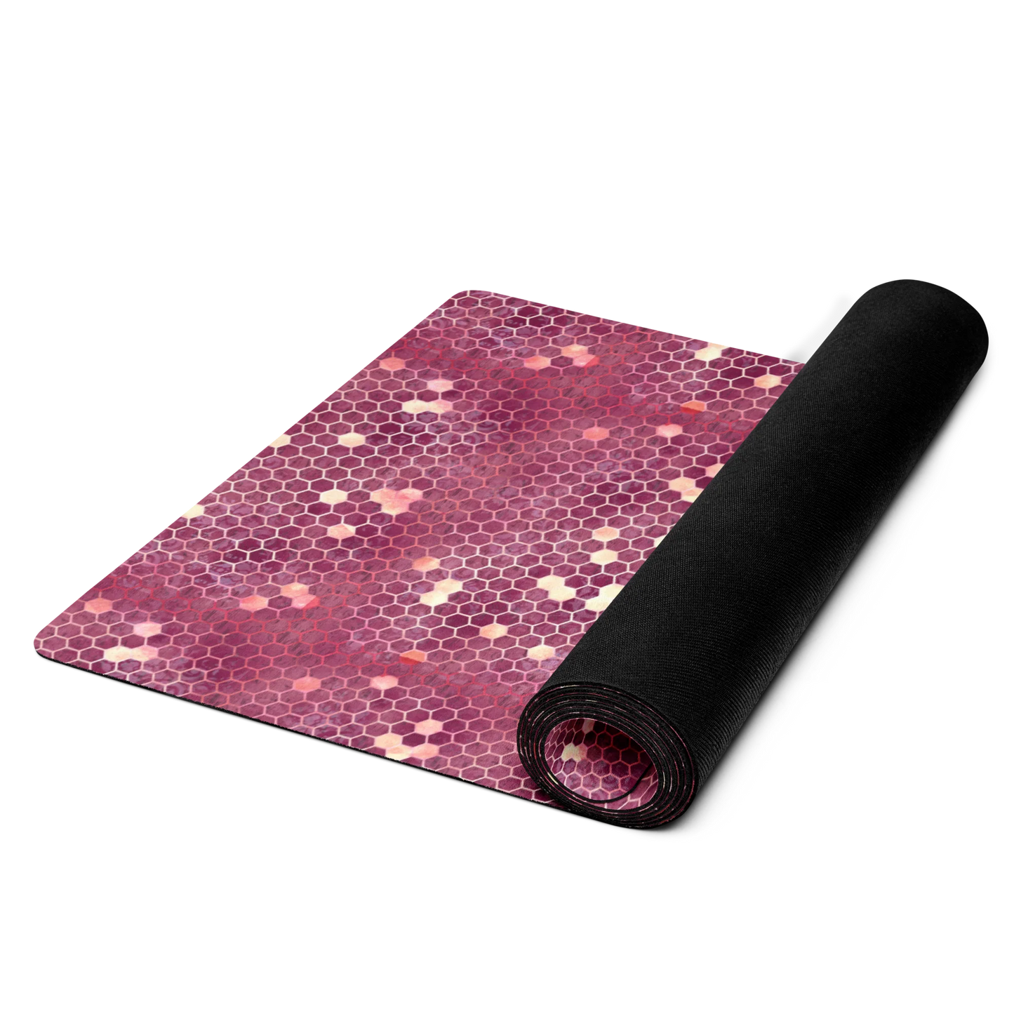 Burgundy Gold Honeycombs Ornament Yoga Mat