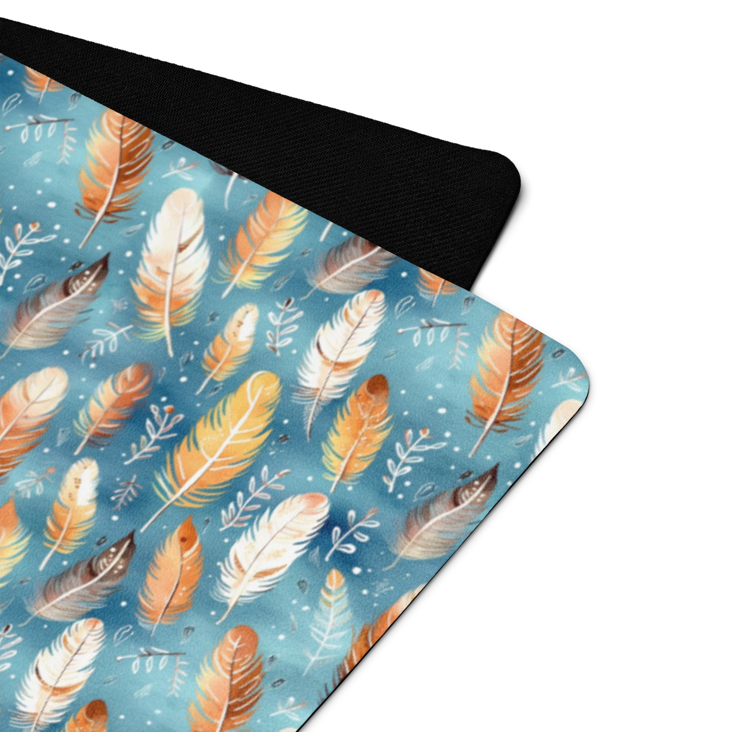 Blue & Orange Feather's Tale Yoga Mat